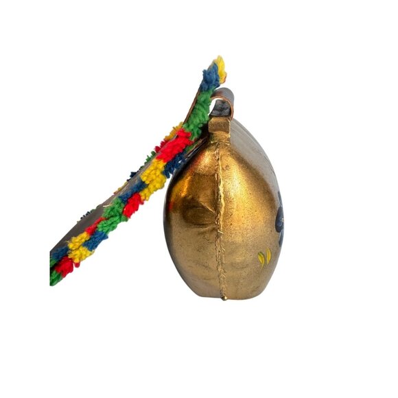 Large Hand-Painted Brass Swedish Cow Bell w/Leather Strap 16" Tall Signed Bauma - Picture 4 of 10